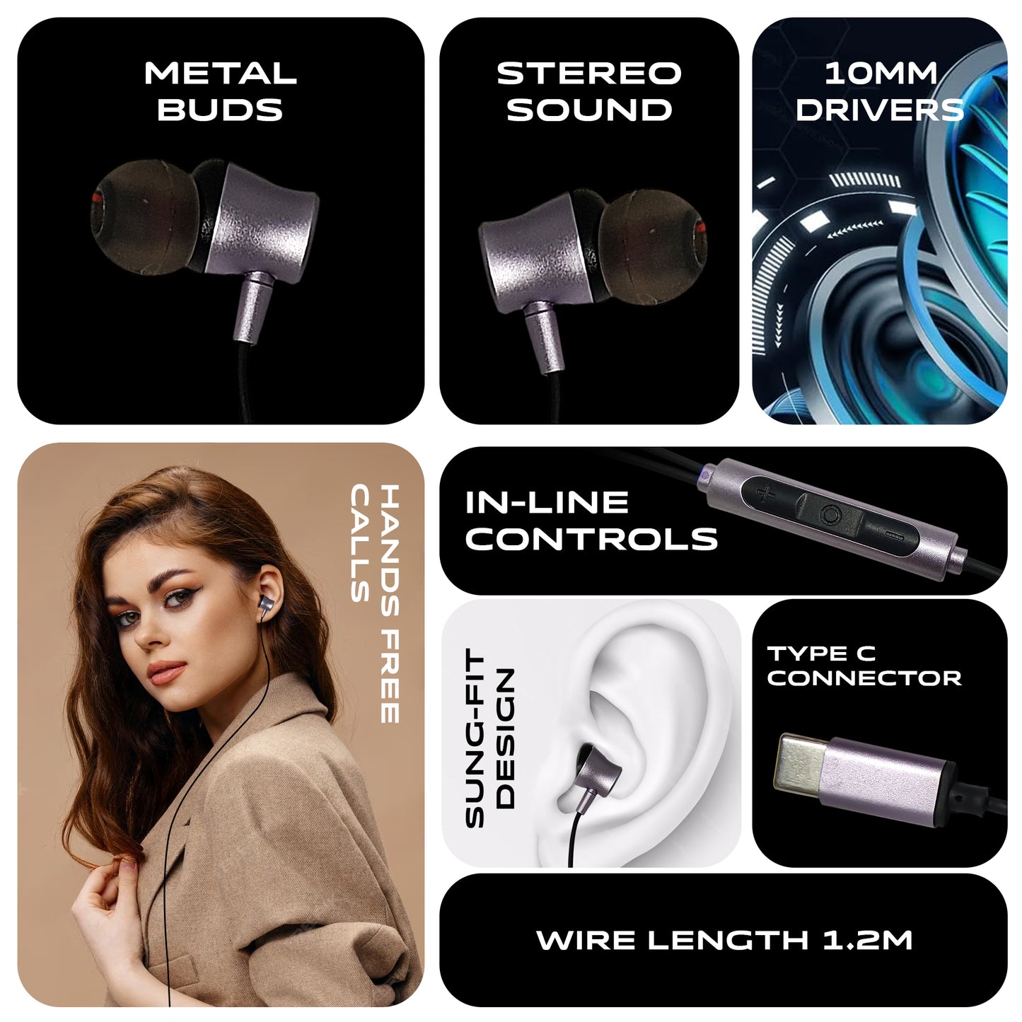 REALFIT Type-C Earphones with Hi-Res Audio & Built-In Mic Wired  (Pink, In the Ear)