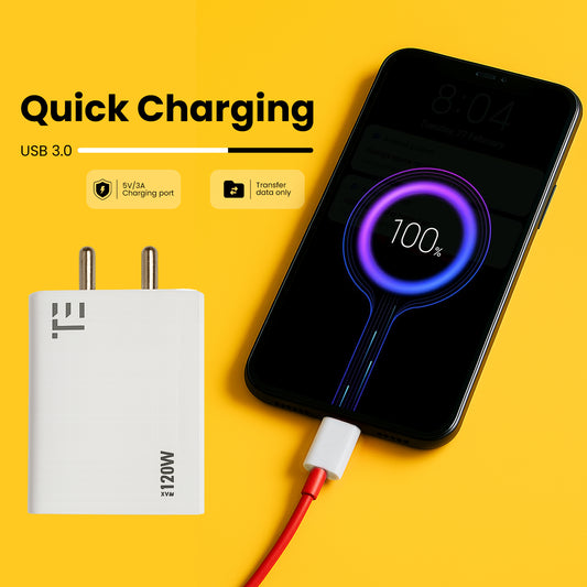 Realfit 120W Super Fast Charging Combo with Power Adapter & USB to Type C Cable
