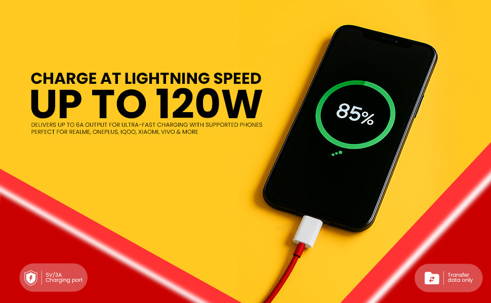 REALFIT 120 W Supercharge Wall Charger + High-Speed Cable Combo