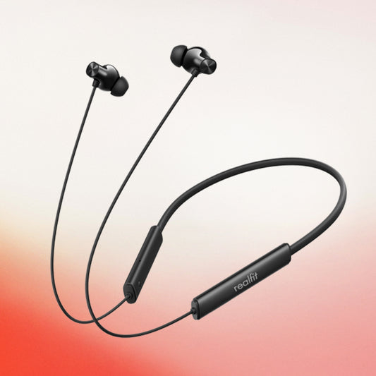 Realfit Neckband with Dual Pairing | 13.4mm Drivers | Bluetooth 5.4 | 40H Battery Life | Fast Charging Neckband