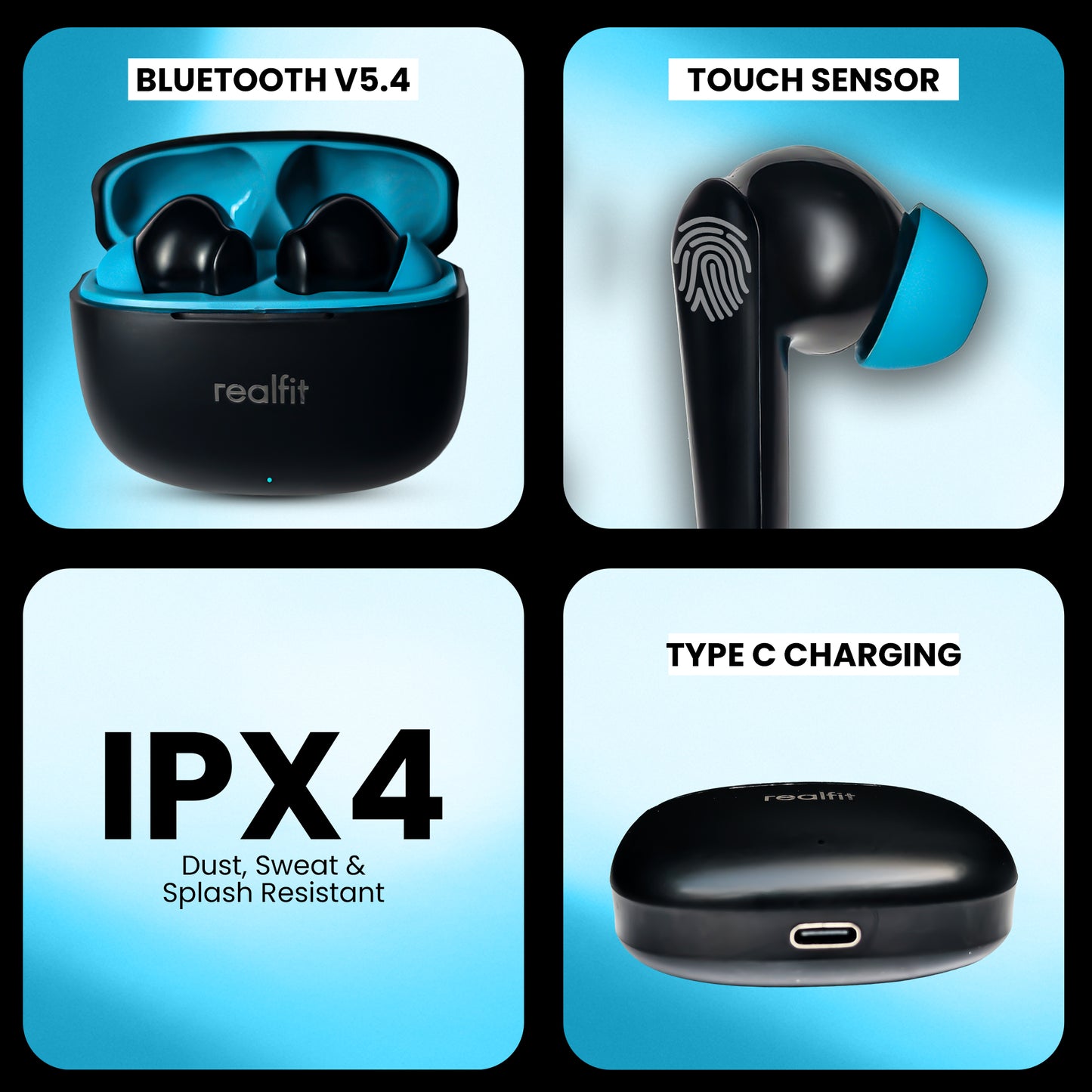 Realfit Buds TWS Earbuds: 13mm Driver, 200Hrs Battery, Bluetooth Headset